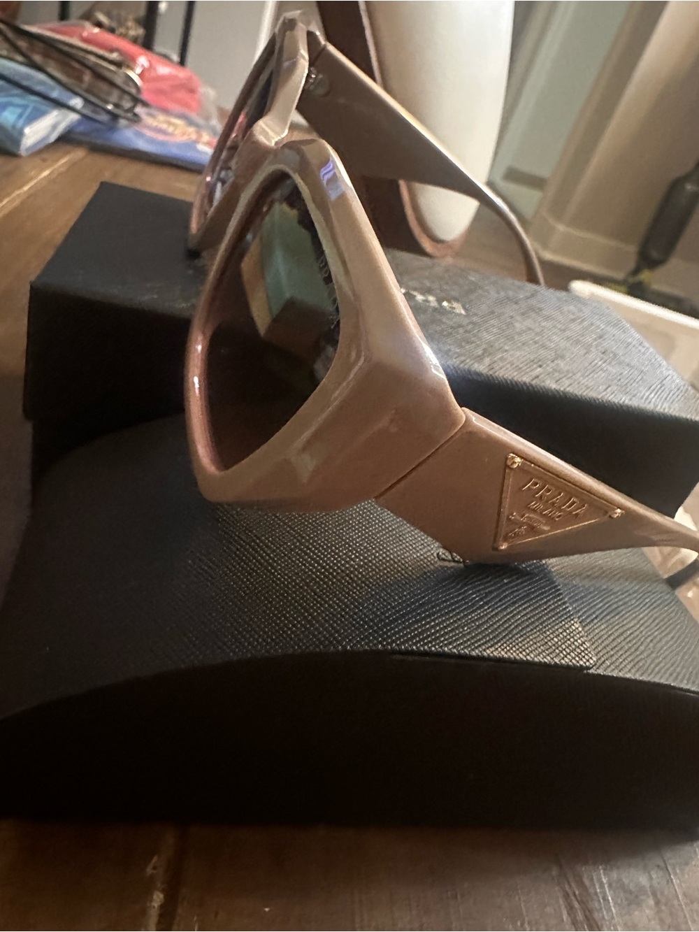 Prada Women’s Cream Square Sunglasses with Brown Lenses - Picture 3 of 4